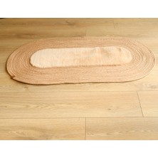 Klappe Desıgn Hasır Jüt Kaymaz Taban Banyo Antre Paspası Tekli Oval 100CM x 55CM