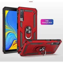 Samsung Galaxy A7 2018 Kılıf Panzer Yüzüklü Kılıf Kırmızı