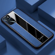 Oppo A16 Kılıf Zebana Premium Deri Kılıf Mavi