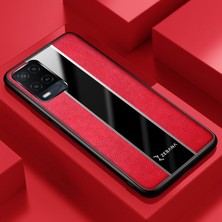 Oppo A94 Kılıf Zebana Premium Deri Kılıf Kırmızı