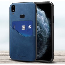 Samsung Galaxy A10S Kılıf Zebana Cepli Nubuk Kılıf Mavi