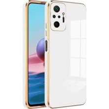 Zebana Xiaomi Redmi Note 10 Pro Kılıf Golden Silikon Kılıf Beyaz