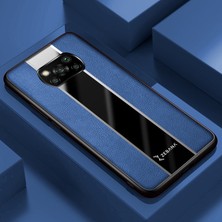 Zebana Xiaomi Poco X3 Kılıf Zebana Premium Deri Kılıf Mavi