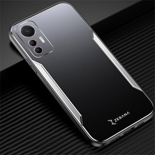 Zebana Xiaomi Mi 12 Lite Kılıf Zebana Metal Mitras Kılıf (Silikon Kenar) Mavi