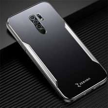 Zebana Xiaomi Redmi 9 Kılıf Zebana Metal Mitras Kılıf (Silikon Kenar) Gold