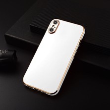 Apple iPhone x Kılıf Golden Silikon Kılıf Kırmızı