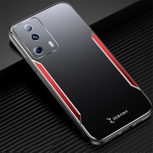 Zebana Xiaomi Mi 13 Lite Kılıf Zebana Metal Mitras Kılıf (Silikon Kenar) Kırmızı