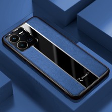 Zebana Vivo Y35 Kılıf Zebana Premium Deri Kılıf Mavi