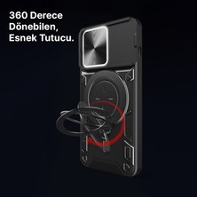 Zebana Apple iPhone 11 Uyumlu Kılıf Zebana Manyetik Standlı Armor Silikon Kılıf Siyah