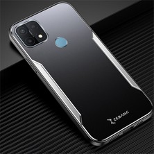 Zebana Oppo A15 Kılıf Zebana Metal Mitras Kılıf (Silikon Kenar) Gri