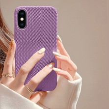 Zebana Apple iPhone x Uyumlu Kılıf Zebana Woven Silikon Kılıf Lila