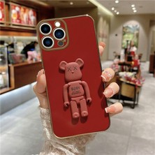 Mimo Apple iPhone 12 Pro Kılıf Standlı Robotix Silikon Kılıf Bordo