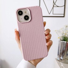 Zebana Apple iPhone 14 Uyumlu Kılıf Zebana Woven Silikon Kılıf Rose Gold