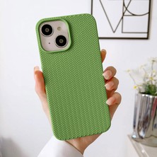 Zebana Apple iPhone 14 Uyumlu Kılıf Zebana Woven Silikon Kılıf Açık Yeşil