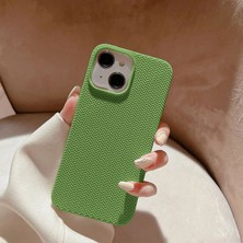 Zebana Apple iPhone 14 Uyumlu Kılıf Zebana Woven Silikon Kılıf Açık Yeşil