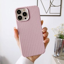 Zebana Apple iPhone 14 Pro Uyumlu Kılıf Zebana Woven Silikon Kılıf Rose Gold