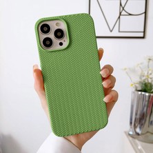 Zebana Apple iPhone 14 Pro Uyumlu Kılıf Zebana Woven Silikon Kılıf Açık Yeşil