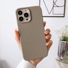 Zebana Apple iPhone 14 Pro Max Uyumlu Kılıf Zebana Woven Silikon Kılıf Açık Kahverengi