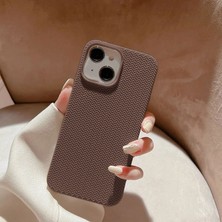 Zebana Apple iPhone 15 Uyumlu Kılıf Zebana Woven Silikon Kılıf Kahverengi