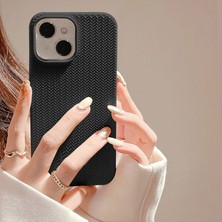 Zebana Apple iPhone 15 Plus Uyumlu Kılıf Zebana Woven Silikon Kılıf Siyah