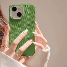 Zebana Apple iPhone 15 Plus Uyumlu Kılıf Zebana Woven Silikon Kılıf Açık Yeşil