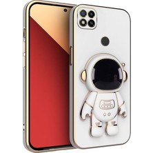 Zebana Xiaomi Redmi 9c Uyumlu Kılıf Standlı Astronot Silikon Kılıf Beyaz