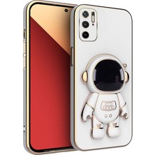 Zebana Xiaomi Poco M3 Pro 5g Uyumlu Kılıf Standlı Astronot Silikon Kılıf Beyaz