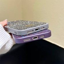 Zebana Apple iPhone 15 Uyumlu Kılıf Star Glitter Silikon Kılıf Gri