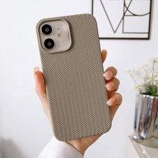 Zebana Apple iPhone 11 Uyumlu Kılıf Zebana Woven Silikon Kılıf Açık Kahverengi