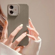 Zebana Apple iPhone 11 Uyumlu Kılıf Zebana Woven Silikon Kılıf Açık Kahverengi