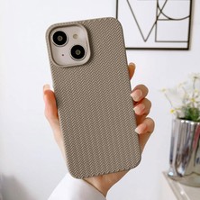 Zebana Apple iPhone 13 Uyumlu Kılıf Zebana Woven Silikon Kılıf Açık Kahverengi