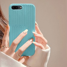 Zebana Apple iPhone 7 Plus Uyumlu Kılıf Zebana Woven Silikon Kılıf Turkuaz