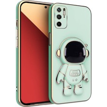 Zebana Xiaomi Poco M3 Pro Uyumlu Kılıf Standlı Astronot Silikon Kılıf Açık Yeşil