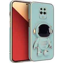 Zebana Xiaomi Redmi Note 9s Uyumlu Kılıf Standlı Astronot Silikon Kılıf Açık Mavi