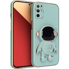 Zebana Xiaomi Poco M3 Pro Uyumlu Kılıf Standlı Astronot Silikon Kılıf Açık Mavi