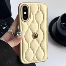Zebana Apple iPhone Xs Uyumlu Kılıf Camellia Deri Kılıf Bej