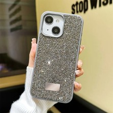 Zebana Apple iPhone 15 Uyumlu Kılıf Star Glitter Silikon Kılıf Gri