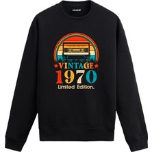 Colermi Retro 1970 Mixtape Limited Edition Doğum Günü Hediyesi Vintage Tasarım Kapşonlu Sweatshirt