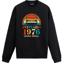 Colermi Retro 1976 Mixtape Limited Edition Doğum Günü Hediyesi Vintage Tasarım Kapşonlu Sweatshirt