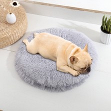 Huoxun Shop B Ped-Açık Gri Tarzı 40CM Kedi Süper Yumuşak Uzun Püsküllü Sıcak Mat Sevimli Hafif Kedi Yuvası Yatak Yuvarlak Tüylü Rahat Dokunuşlu Pet Ürünleri (Yurt Dışından)