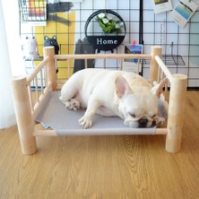 Huoxun Shop B D-Bambu Mat Stili Yükseltilmiş Kedi Yatağı Evi Kedi Hamak Yatağı Ahşap Kanvas Kedi Şezlong Yatağı Küçük Köpekler Tavşan Kediler Dayanıklı Kanvas Pet Evi Malzemeleri (Yurt Dışından)