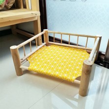 Huoxun Shop B D-Bambu Mat Stili Yükseltilmiş Kedi Yatağı Evi Kedi Hamak Yatağı Ahşap Kanvas Kedi Şezlong Yatağı Küçük Köpekler Tavşan Kediler Dayanıklı Kanvas Pet Evi Malzemeleri (Yurt Dışından)