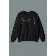 Unisex Siyah Sweatshirt Gazi Mustafa Kemal Atatürk 1881 10 Kasım Baskılı Sweat