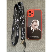 Lucek Cases iPhone 12 Uyumlu Mustafa Kemal Atatürk Tasarım Telefon Boyun Askılı Set Kılıf