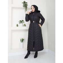 Bengisu Kadın Büyük Beden Tam Boy Kapitone Mont