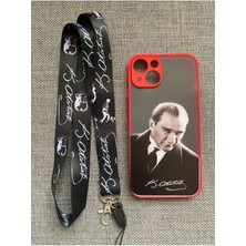 Lucek Cases iPhone 13 Uyumlu  Mustafa Kemal Atatürk Tasarım Telefon Boyun Askılı Set Kılıf