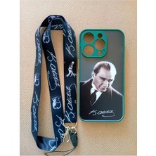 Lucek Cases iPhone 14 Pro Uyumlu Mustafa Kemal Atatürk Telefon Boyun Askılı Set Kılıf