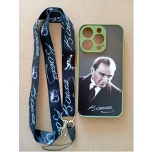 Lucek Cases iPhone 14 Pro Uyumlu Mustafa Kemal Atatürk Telefon Boyun Askılı Set Kılıf