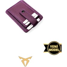 Vanilla Collection Unisex Süper Slim Deri Ince Model Kredi Kartılık & Kartvizitlik Cüzdan Kartlık Portföy Mor Floter