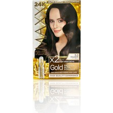 Maxx Deluxe Golden Beauty 24K Altın Içerikli Saç Boyası Seti - Kalıcı 3.0, Koyu Kahve 60MLX2